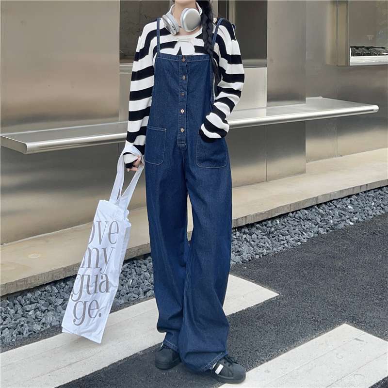 ゆったりデザイン デニムサロペット