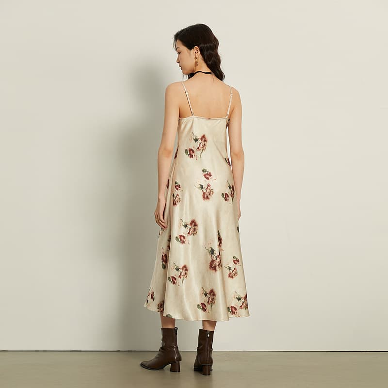 花柄シルクサロペットワンピース