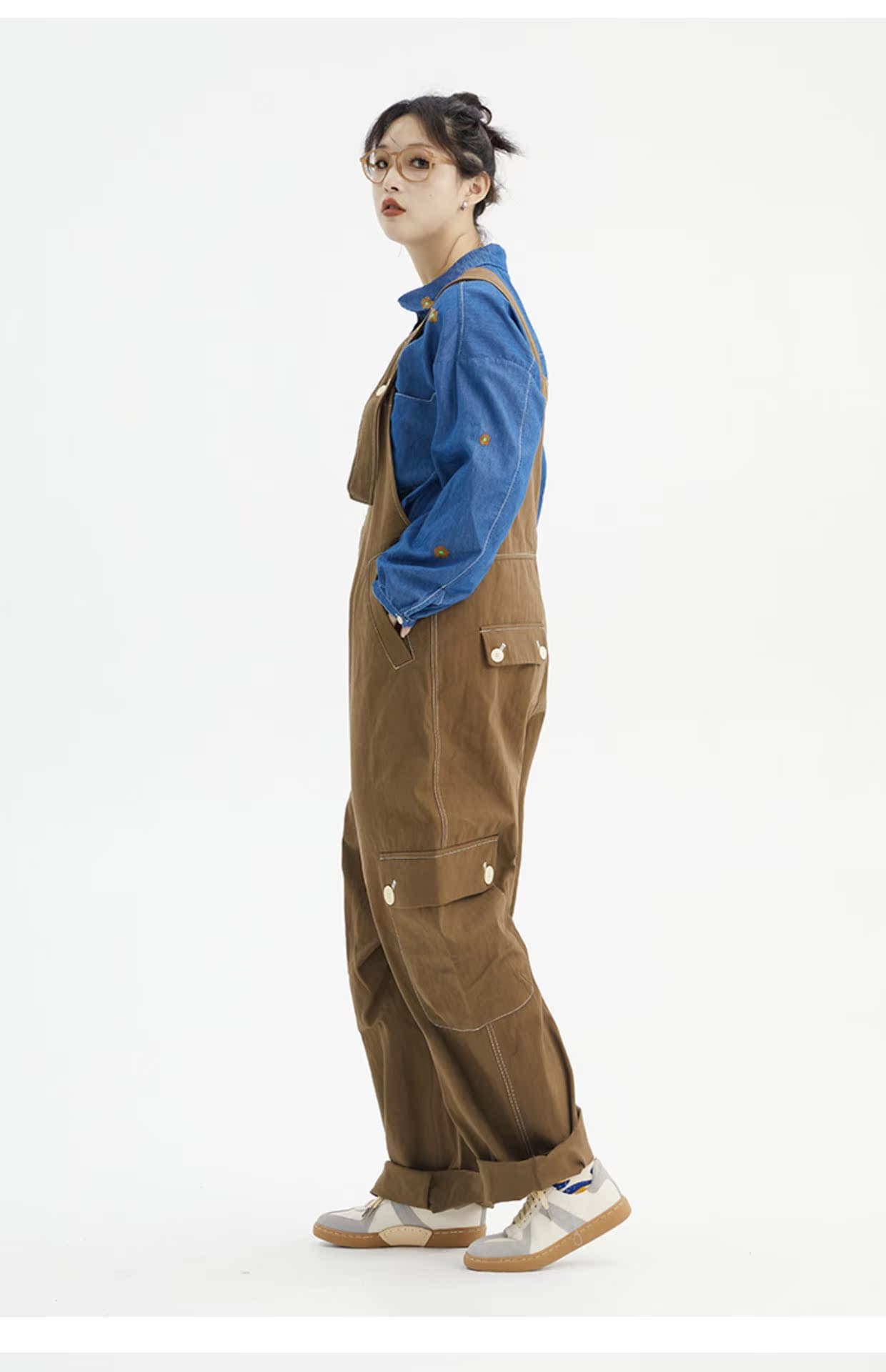 サロペットパンツ 実用性とぬくもりの職人風サロペット