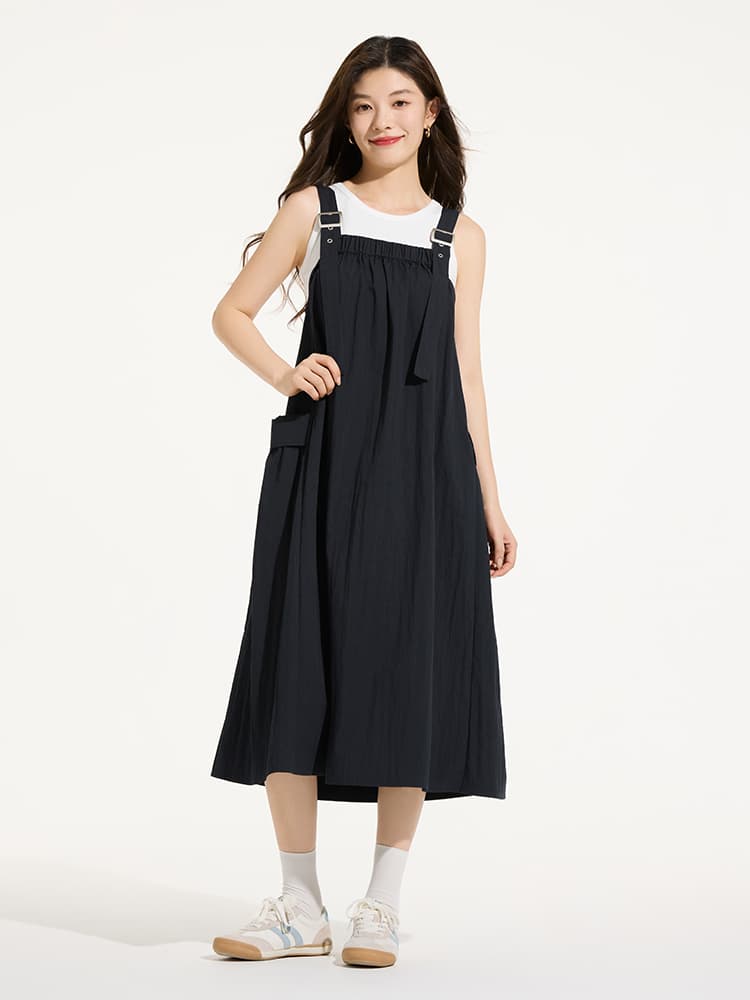 サロペット ゆったりシルエットサロペットワンピース